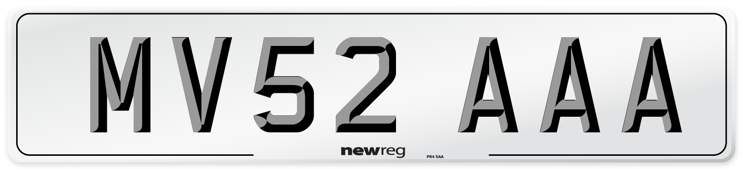 MV52 AAA Number Plate from New Reg